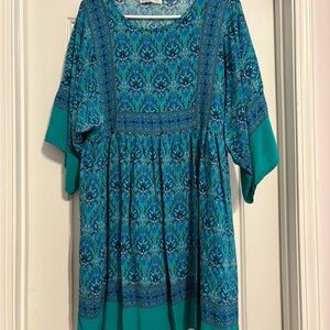 Teal and Blue Patterned Dress
